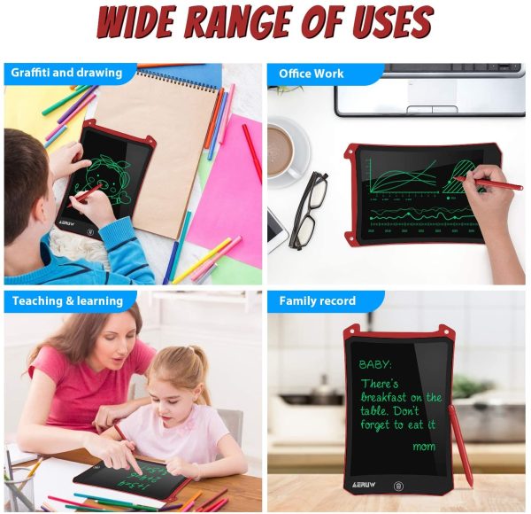 Tavoletta Grafica LCD Scrittura 8,5 Pollici, Elettronica Tavoletta per Scrittura Lavagna Portatile da Disegno Studenti Famiglia Ufficio Drawing Pad Regalo per Bambini (Red) - immagine 7