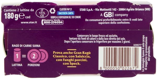 Star Il Mio Granrag?? Extra Gusto, 2 X 180g, Rag?? Tradizionale, 100% Carne Italiana Controllata, Extra Ricco Con Spezie Profumate. Senza Conservanti E Senza Glutine, 360 Grammo - immagine 5