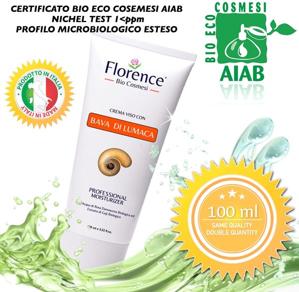 100ml. Bio Crema con Bava di Lumaca al 65% e Acido Ialuronico PURO 100%+Vitamina C/E. Con Ingredienti a Nota Azione Antiet??, Cicatrizzante e Antimacchia per Viso, Collo e Contorno Occhi. Made in Italy - immagine 5