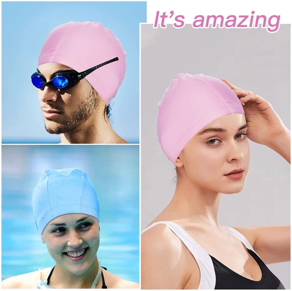 YMIFEEY Cuffie da Nuoto Cuffia Piscina per Uomo Donna Cuffie Piscina Adulto Tessuto Cuffia da Bagno in Tessuto Impermeabile Elastico Protezione dei Capelli - immagine 2