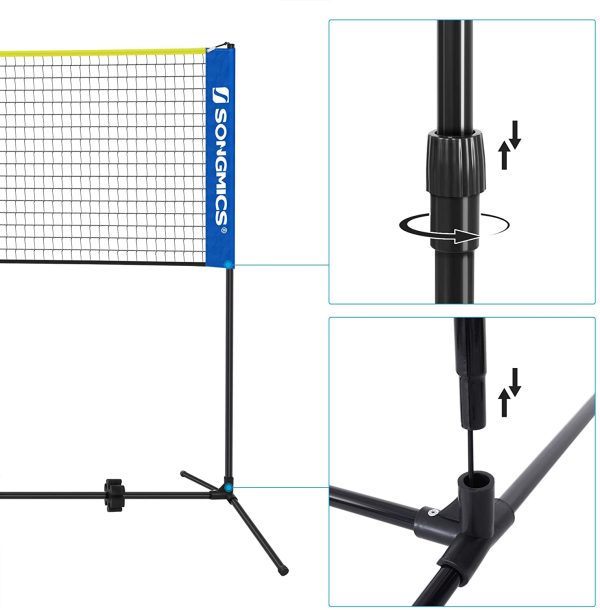 SONGMICS Rete da Tennis e Badminton, Pali da Badminton con Rete ad Altezza Regolabile - immagine 4