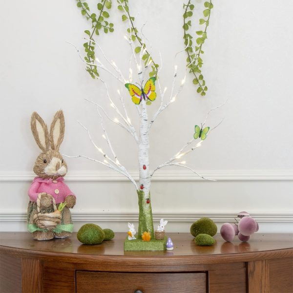 Albero di Pasqua Bianco con Coniglietto, a Batteria con Ramo Luminoso, Albero Luminoso per Bambini fissato Regalo di Pasqua all'Interno (60 cm/24 LED) - immagine 7