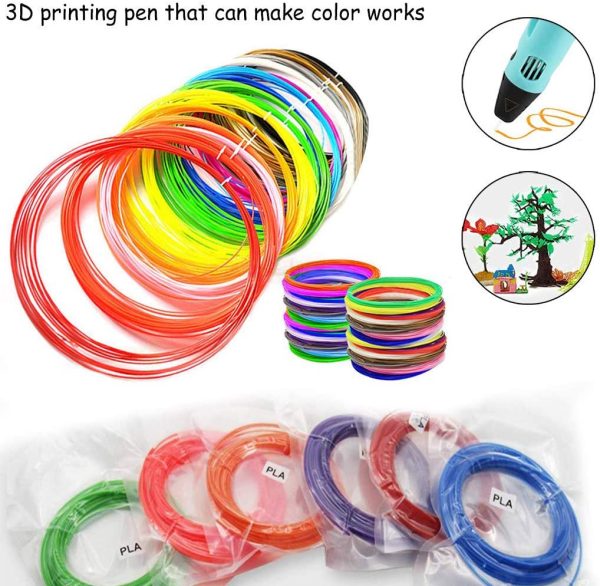 Filamento PLA per penna 3D, 10 colori 1,75 mm, 5 metri ciascun ogni colore, adatto per la maggior parte delle penne e stampanti 3D