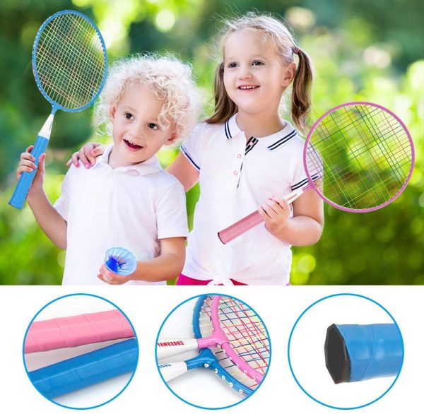 Powcan Badminton Set per Bambini Leggero Badminton Kit per Bambini Badminton Giocattoli con 2 Badminton e 3 volani - immagine 6