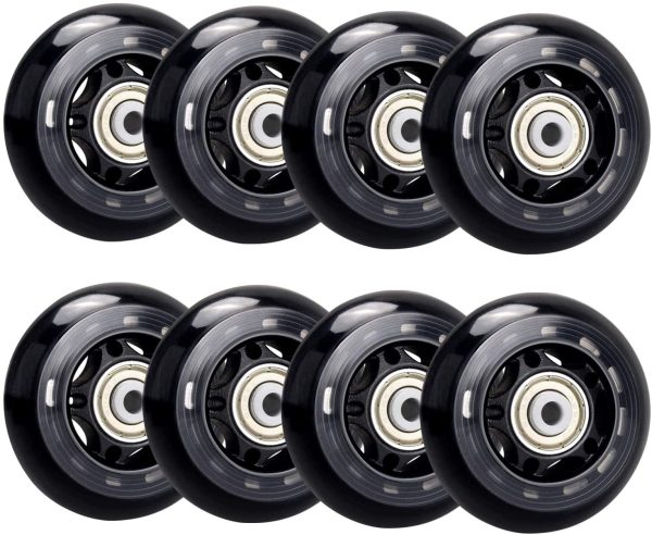 TOBWOLF - Rotelle per pattini in linea, 70/76 mm, 82/84 A, ricambio per pattini per ragazze e ragazzi, con cuscinetti ABEC 7, colore: Nero - immagine 4