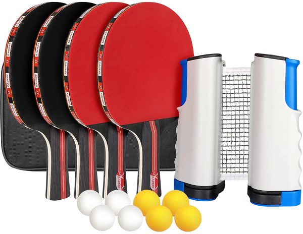 XDDIAS Set da Ping Pong,Professionale Tennis da Tavolo Racket Set , Racchetta/Pagaia + Palline/Sfere + 1 Regolabile Rete per attivit?? All'aperto al Coperto - immagine 6