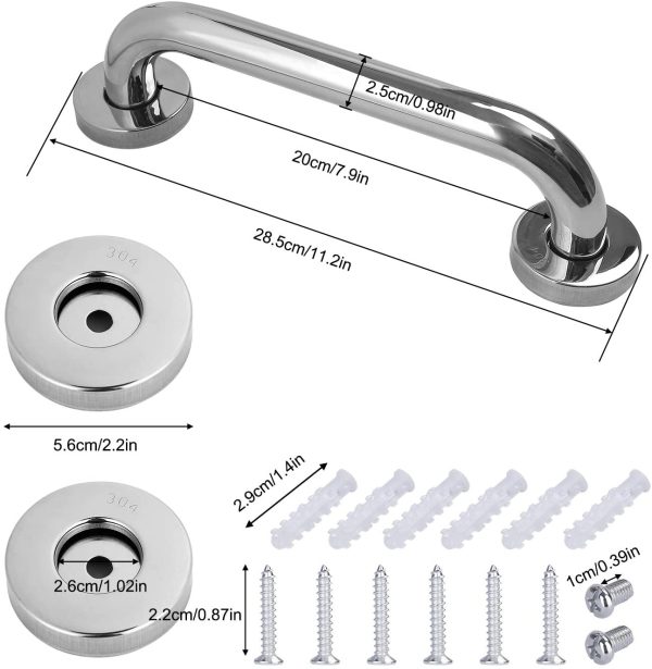 Maniglione da Bagno Acciaio Inossidabile Maniglione da Doccia per Pareti di Vasca Sicurezza per Disabili Anziani Gravida Bambini e Persone con Mobilit?? Ridotta 25cm - immagine 2