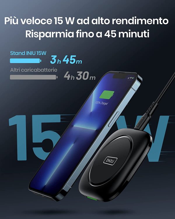 15W Caricatore Wireless, Ricarica Rapida Wireless con funzione Temp??Guard per iPhone 13 12 Pro Max Xr Xs X 8 Plus, Samsung Galaxy S21 S20 S10 S9 Note20 ultra 5G AirPods Huawei Xiaomi Google ECC. - immagine 7