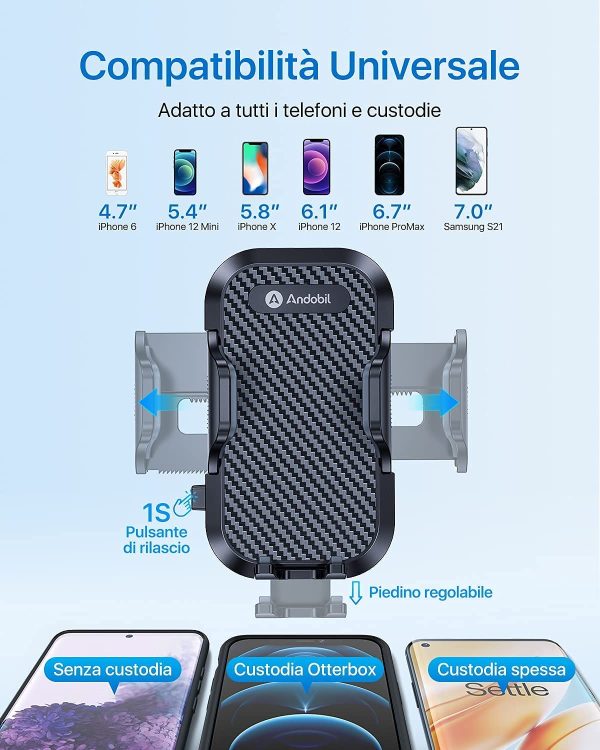 andobil Supporto Cellulare Auto [Molto Stabile & Antivibrazione] 3 In 1 Multifuction Porta Cellulare Auto Ventosa con 360?? di Rotazione Porta Telefono Auto Universale per Tutti Gli Smartphone da 4-7?? - immagine 2