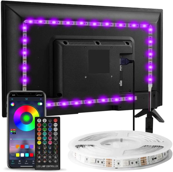 Striscia LED TV Retroilluminazione,  3m Luci LED USB Alimentata con Telecomando e controllo APP, Striscia Luminosa a LED RGB 5050 per HDTV da 40-55 Pollici, PC Monitor - immagine 7