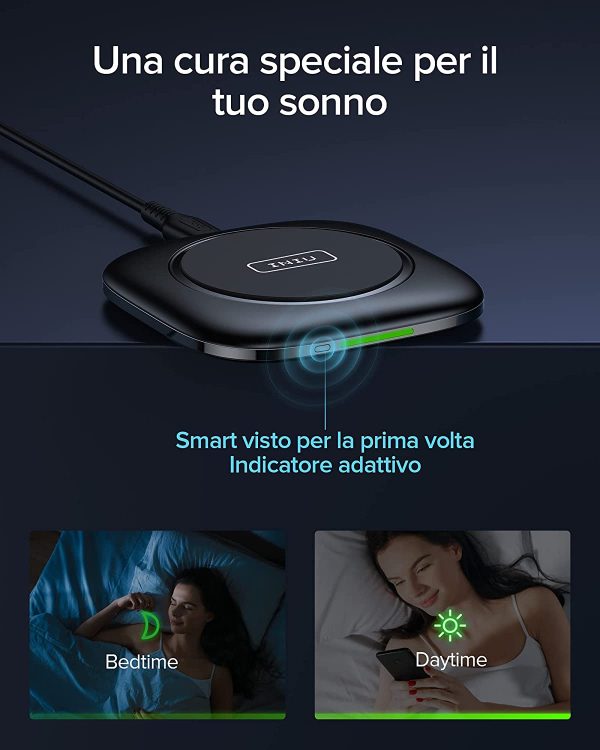 15W Caricatore Wireless, Ricarica Rapida Wireless con funzione Temp??Guard per iPhone 13 12 Pro Max Xr Xs X 8 Plus, Samsung Galaxy S21 S20 S10 S9 Note20 ultra 5G AirPods Huawei Xiaomi Google ECC. - immagine 6