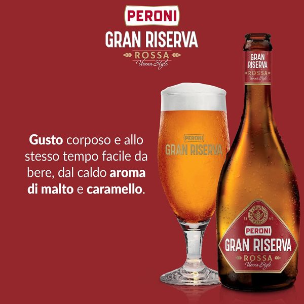 Peroni Birra Gran Riserva Rossa, Cassa Birra con 12 Birre in Bottiglia da 50 cl, 6 L, Birra Rossa Tipo Vienna Style dal Gusto Corposo con Aroma di Malto e Caramello, Gradazione Alcolica 5.2% Vol - immagine 4