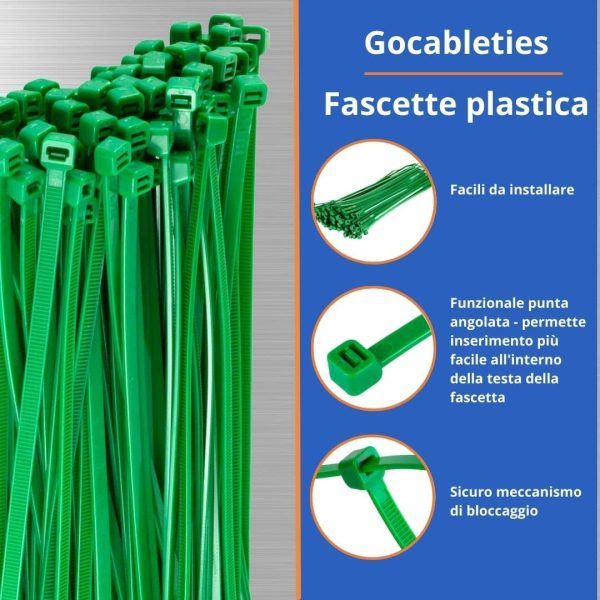 Gocableties - Fascette Plastica Verdi - 100 mm x 2,5 mm - 100 Pezzi - Piccole Fascette Colorate - immagine 6