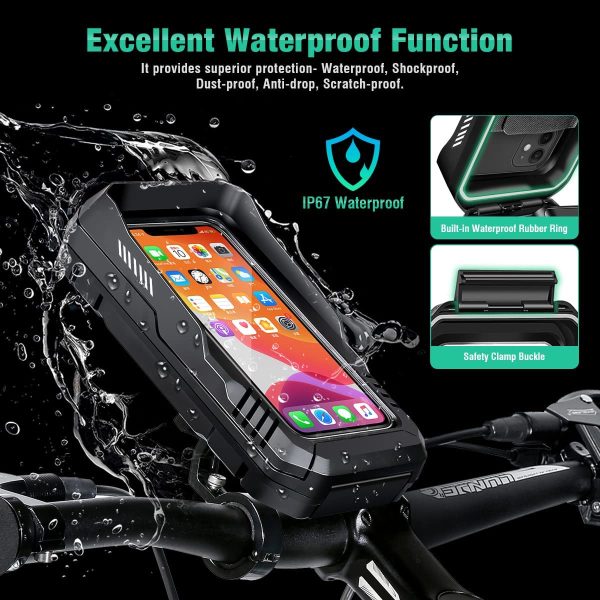 WACCET Porta Cellulare Bici Impermeabile, Porta Cellulare Moto Universale Supporto Cellulare Bici con Touch Screen in TPU/Face ID Rotazione a 360??Supporto Cellulare Moto per Smartphone 4,0-6,7" - immagine 2