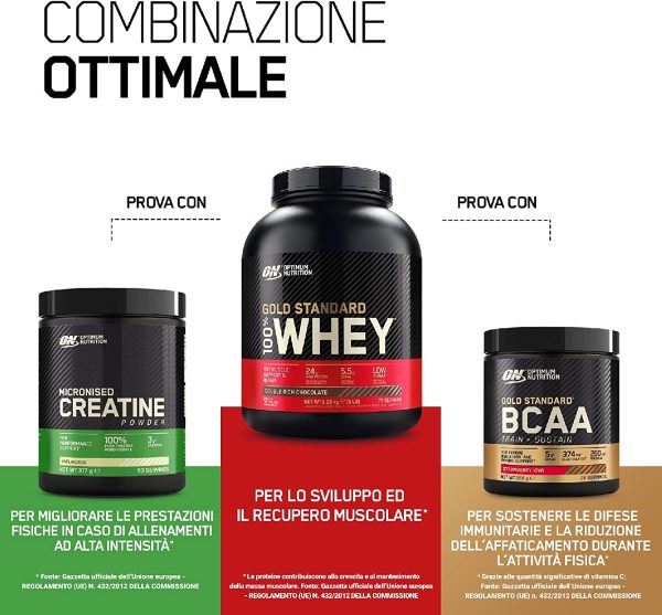 Optimum Nutrition Gold Standard 100% Whey Proteine in Polvere con Proteine Isolate, Aminoacidi e Glutammina per la Massa Muscolare, Crema di banana, 76 Porzioni, 2.28 kg - immagine 2