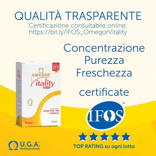 Olio di pesce - Omega 3 1000mg | L??unico Omega 3 IFOS certificato 5 stelle dal 2006 | Integratore Omega 3 con 800mg EPA e DHA per capsula | 90% Omega3 rTG Fish Oil | 30 capsule 1000mg - immagine 3