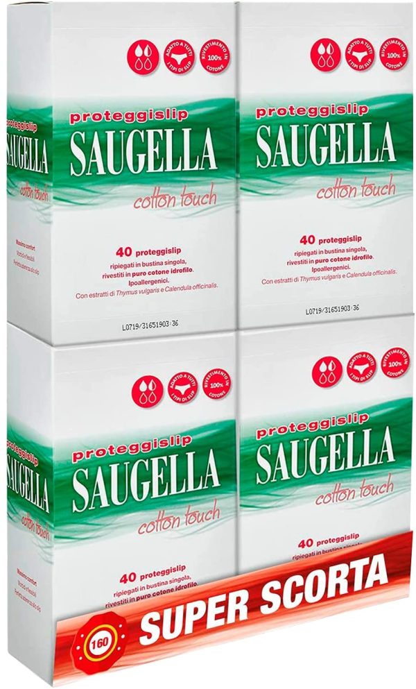 Saugella Saugella Cotton Touch Proteggislip Esterni Ad Azione Antiodore Adesivi In Cotone Ipoallergenici, Confezione Da 160 Pezzi  - 80 g - immagine 2