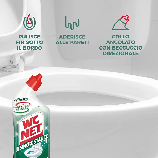 Wc Net - Disincrostante Disinfettante Gel per Sanitari e Superfici, Pulitore Liquido per Wc, 700 ml x 3 Confezioni - immagine 2