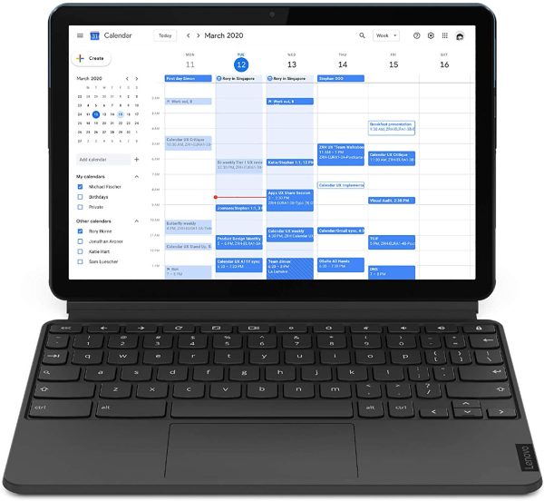 IdeaPad Duet Chromebook 2-in-1 - Display 10.1'' Full HD (MediaTek P60T, Storage 128GB, RAM 4GB, Wi-Fi+Bluetooth, ChromeOS)  Keyboard, Blu ghiaccio/Grigio ferro [CB] ?C Esclusiva Amazon