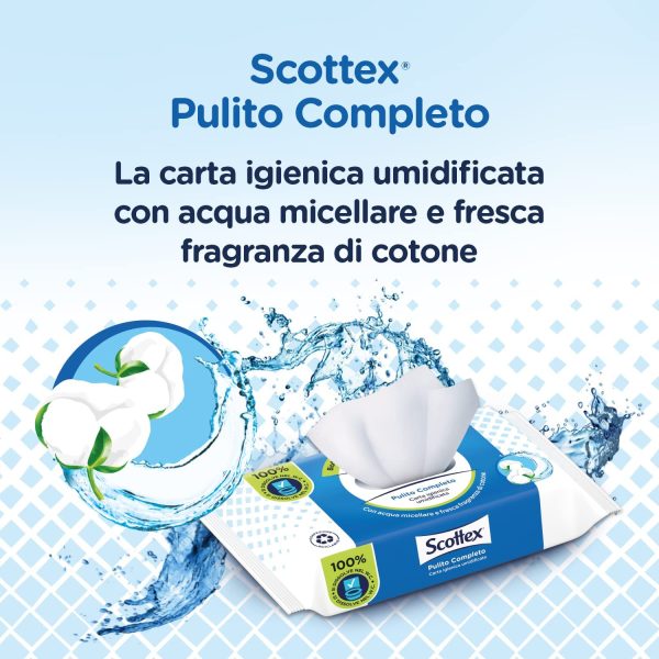 Scottex Pulito Completo, Carta Igienica Umidificata, 12 Confezioni da 42 Salviette - immagine 5