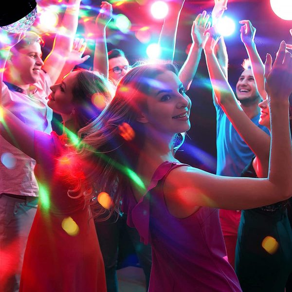 Luci Discoteca, 7 RGB Colori Musica Attivata Luce Discoteca Palla con 4 M Cavo USB, Telecomando, Rotazione a 360?? Lampada da Discoteca per Natale, Feste, Bar, Club, Car, Regalo per Bambini