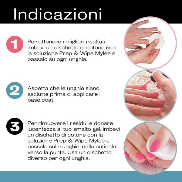 Mylee Prep & Wipe Detergente per Unghie 250ml, Cleaner per Smalto Gel, Trattamento Pre e Post applicazione, Manicure UV LED, Lucida smalto, Multiuso per Igenizzare le Unghie e Rimuovere i residui - immagine 4