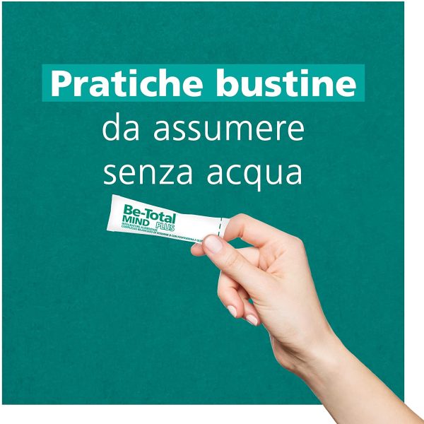 Be Total Mind Plus, Integratore Alimentare di Vitamine B con Fosfoserina e Glutammina, contro la Stanchezza Mentale, Ideale per Adulti e Bambini 6+, Senza Glutine e senza Lattosio *, 20 bustine - immagine 4