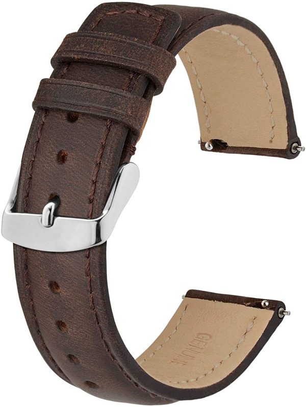 BISONSTRAP Cinturino per Orologio con Sgancio Rapido, Cinturini di Ricambio in Pelle Retr?? (14mm-24mm) - immagine 5