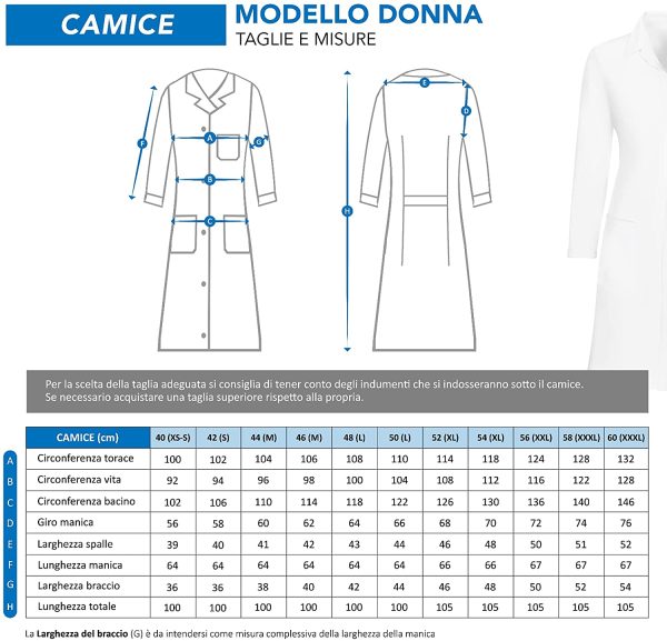 AIESI? Camice per medico laboratorio da DONNA bianco in cotone 100% sanforizzato