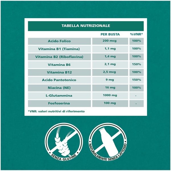 Be Total Mind Plus, Integratore Alimentare di Vitamine B con Fosfoserina e Glutammina, contro la Stanchezza Mentale, Ideale per Adulti e Bambini 6+, Senza Glutine e senza Lattosio *, 20 bustine - immagine 3