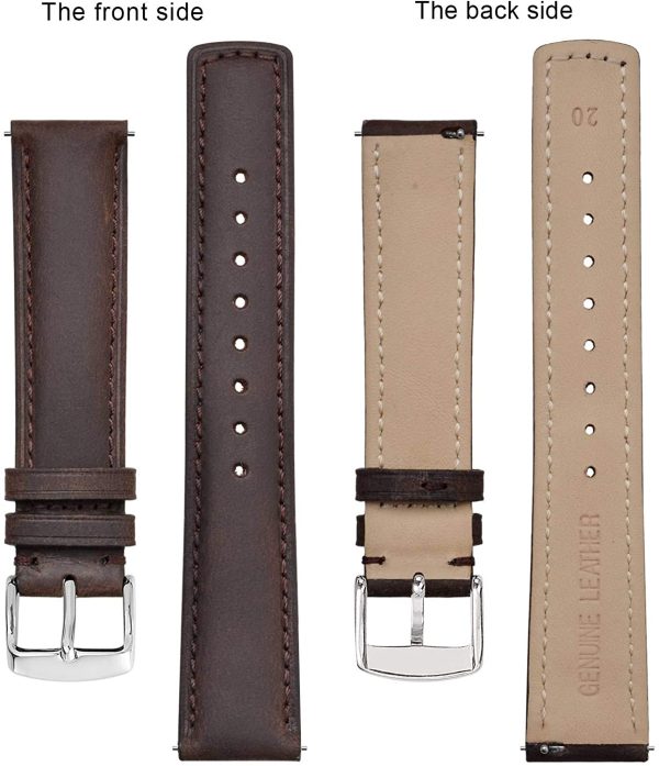 BISONSTRAP Cinturino per Orologio con Sgancio Rapido, Cinturini di Ricambio in Pelle Retr?? (14mm-24mm) - immagine 7