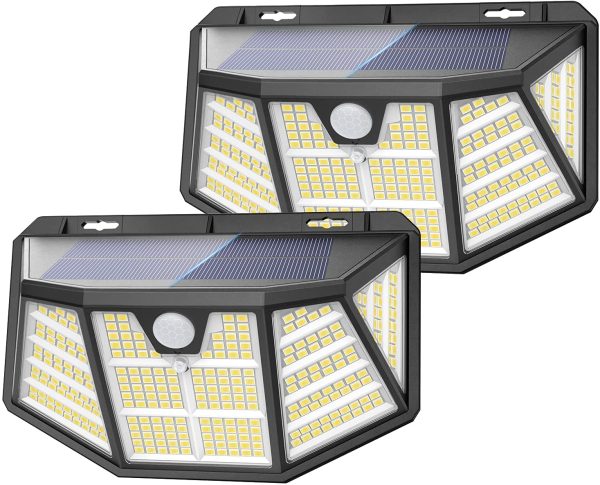 Luce Solare Led Esterno,  [310LED 3Modalit??] luci solari impermeabili IP65, luci solari esterno con sensore di movimento , Potenti luci solari per giardino (2pezzi) - immagine 2