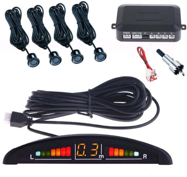 Kit 4 Sensori Di Parcheggio Per Auto Con Display Suono Led Acustico Verniciabili - immagine 2