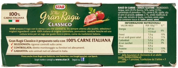 STAR Il Mio GranRag?? Classico, 3 x 100g, rag?? preparato secondo la tradizione, 100% carne italiana controllata e selezionata. Senza conservanti e senza glutine. - immagine 8