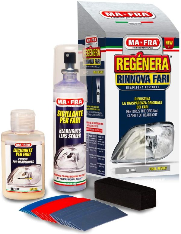 Mafra, Kit Reg??nera Fari, Composto da Sigillante & Mafra, Deterjet, Detergente Sgrassatore Universale per La Pulizia delle Parti Interne Dell'Auto - immagine 3