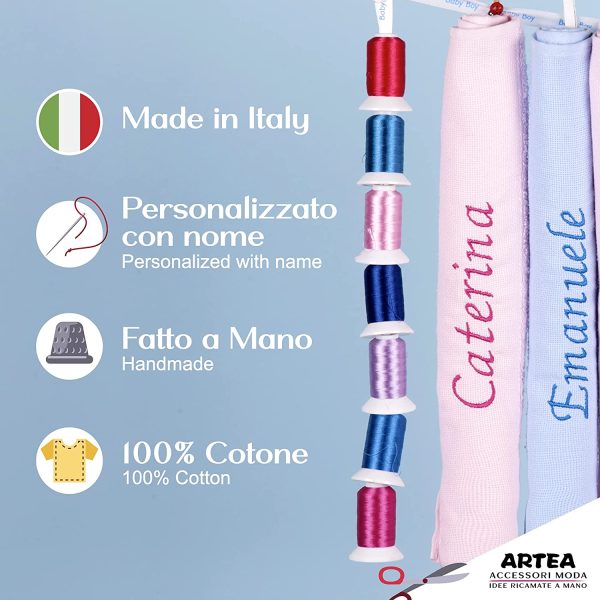 Artea - Asciugamano Ospite Personalizzato con Nome, Fatto a Mano in 100% Cotone Italiano - immagine 7