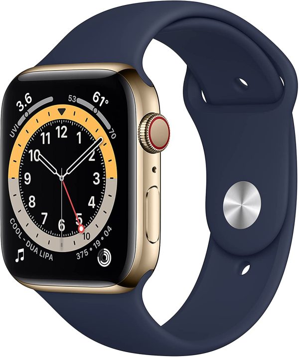 Apple Watch Series 6 GPS + Cellular, Cassa 44 mm in acciaio inossidabile color oro con Cinturino Sport Deep Navy - immagine 4