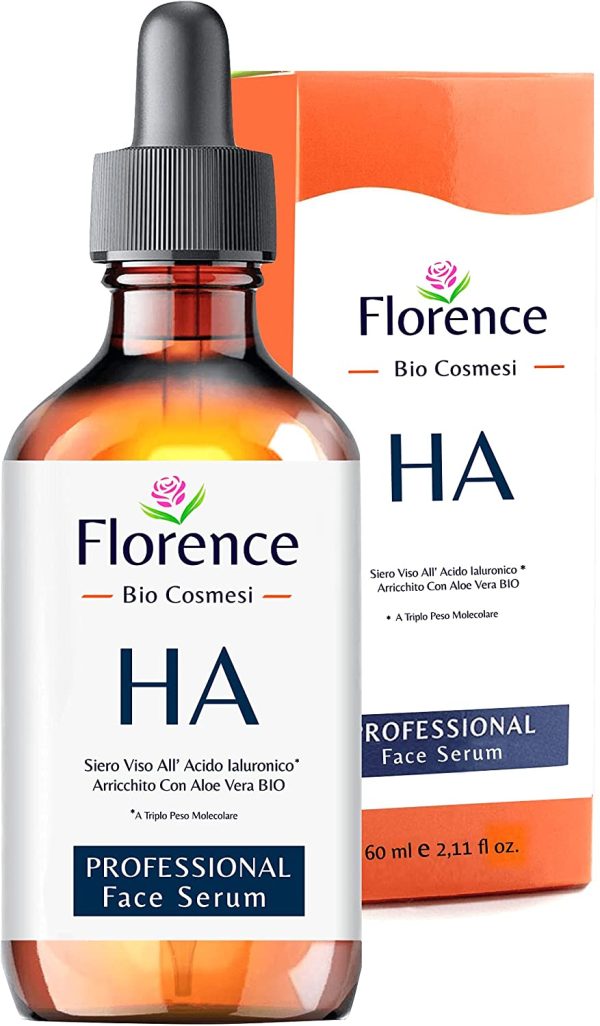 60ml. BIO Siero Viso all??Acido Ialuronico Puro a Basso, Medio e Alto peso Molecolare e Vitamina C - Noti Agenti Antirughe e Antiet?? per Viso, Collo e Contorno Occhi. Biologico e Vegano Made in Italy