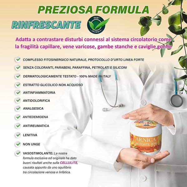 PharmaC+ Arnica per Cavalli uso Umano 90% 500ml, Arnica Gel FORTE, Estratto Puro CONCENTRATA, Crema Arnica Montana per Massaggi Sport Dolori Muscolari, con Artiglio del Diavolo Canfora Menta Timo - immagine 7