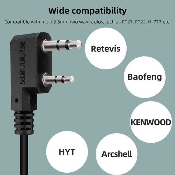 EEK012 Auricolare Regolabile a Tipo-D con Microfono PTT Compatibile con Kenwood Radio Bidirezionale BAOFENG UV5R 888S  RT24 RT27 Walkie Talkie Headset Auricolare(1 Pz)