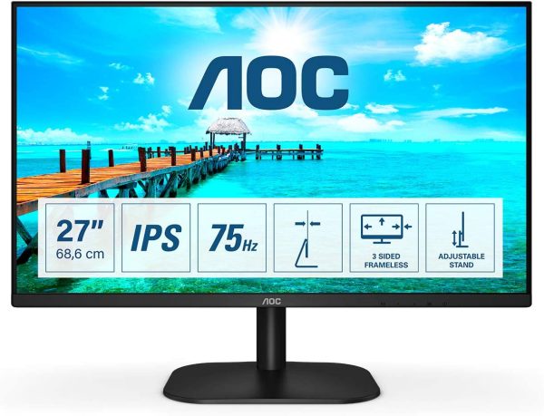 27B2DA - Monitor FHD da 27 pollici, AdaptiveSync (1920 x 1080, 75 Hz, VGA, DVI, HDMI), colore: Nero