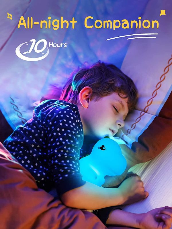 Luce Notturna Bambini, Dinosauro Lampada Notturna per Bambini, Multicolore Ricaricabile Portatile Silicone Luce Notturna Neonato, Dinosauri Regali per Neonati Luci Notturne per Bambini Led - immagine 3