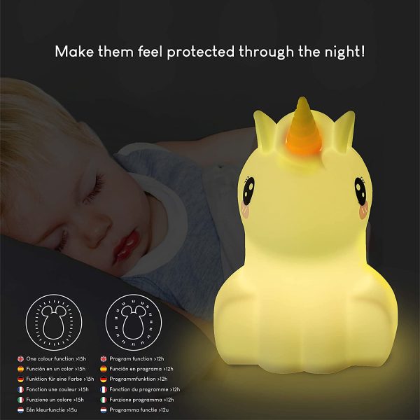 Luce Notturna Bambini con Telecomando e Sensore Tattile 16 Colori -  | Lampada Notturna per Bambini con Timer | Lucina Notturna Bambini Silicone BPA Free | Unicorno Lampada Bambini Notturna - immagine 3