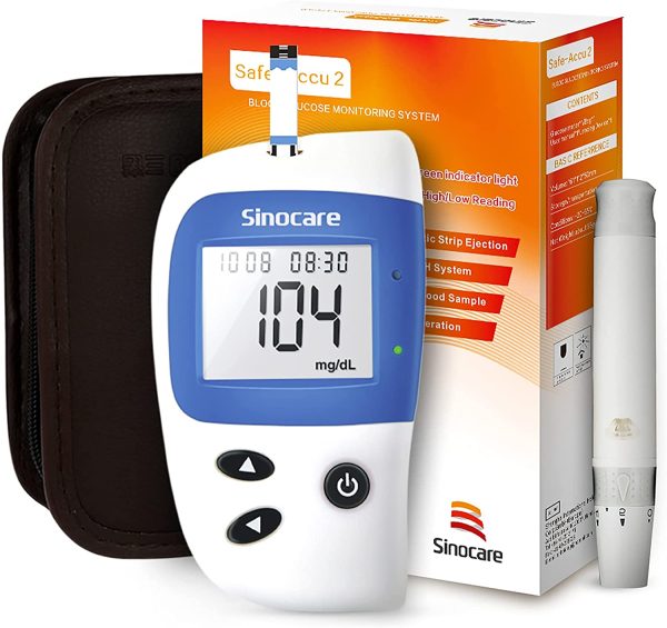 Misuratore Di Glicemia, Sinocare Safe Accu2 Diabete Test Kit Glucosio Nel SangueCon 10 Strisce Reattive indipendentee mg/dL, Kit Di Monitoraggio Dello Zucchero - immagine 2