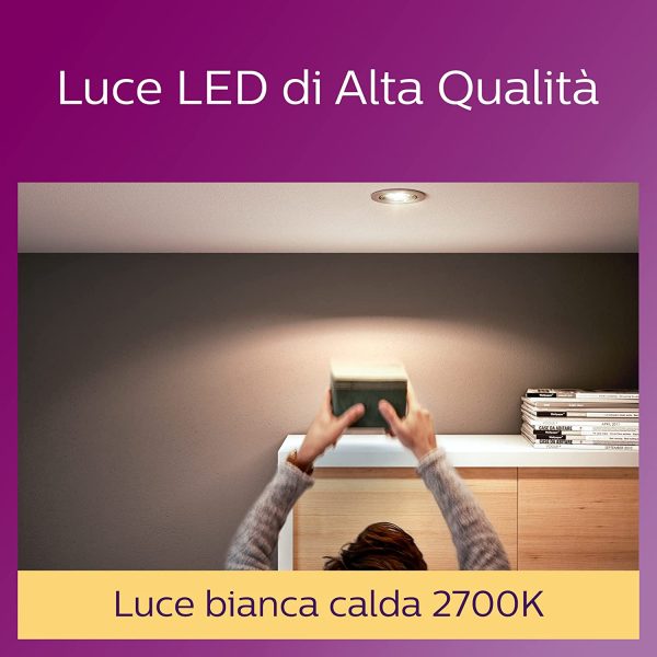 Philips Faretto LED, 6 pz, equivalente a 50W, attacco GU10, Luce Bianca Calda, non dimmerabile - immagine 4