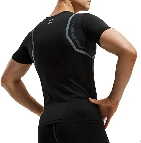 AMZSPORT Maglie Compressione Uomo Maglietta Palestra a Manica Corta T-Shirt Ciclismo Running - immagine 4