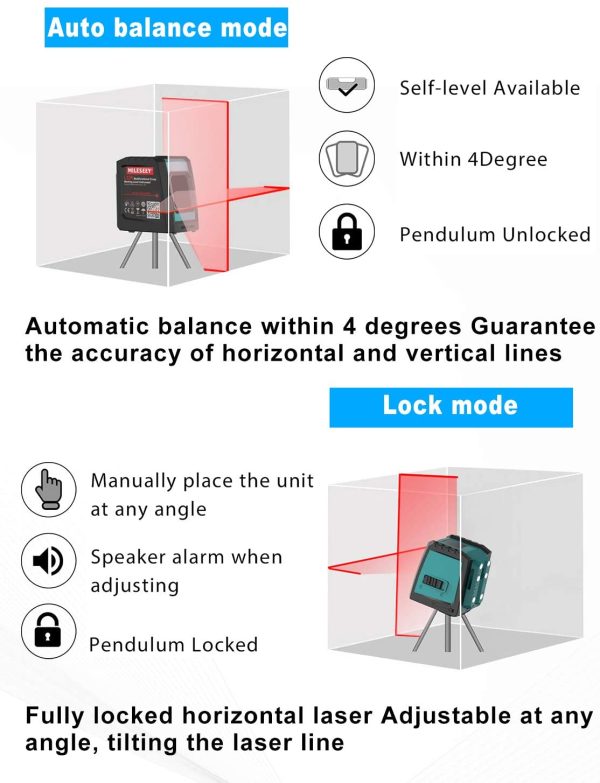 Livella Laser, Croce Livella Laser a Croce con 6 punti Magnetici Livello laser Autolivellante Ruotabile a 360 gradi con Modalit?? Manuale / Autolivellante IP55 Anti-schizzi (Batteria Inclusi) - immagine 2