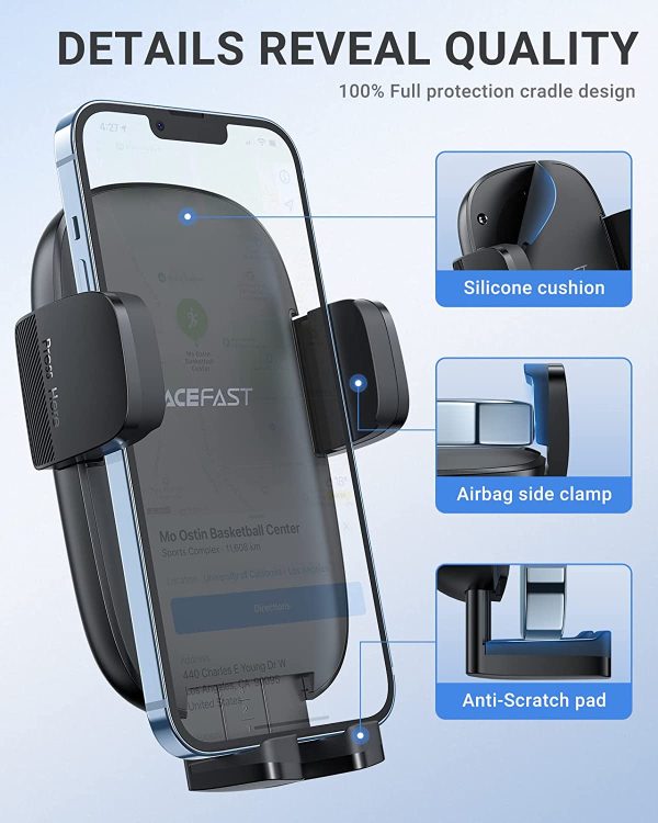 ACEFAST Porta Supporto da Cellulare Telefono da Auto Griglia di Bocchette Aria Condizionata, Universale Forte 360?? Rotazione Regolabile Universale per Smartphone Mobile da 4"-7" Pollici - immagine 8