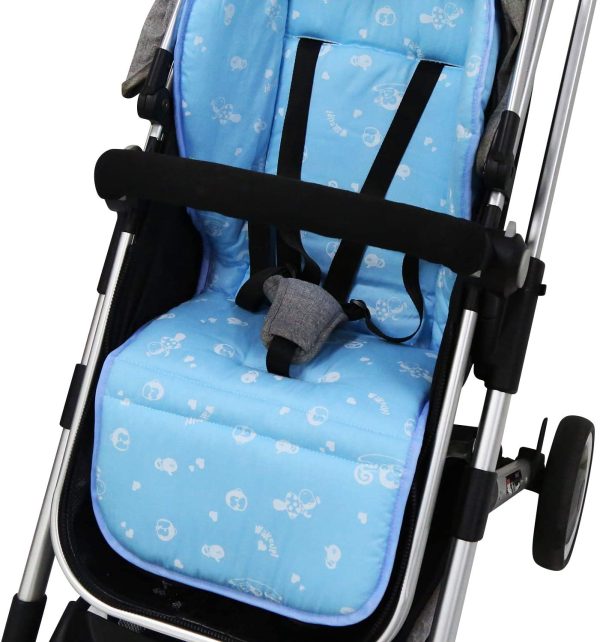 NEWSTYLE Passeggino Universale Cuscino,Cartoon Passeggino Pads Cuscino in cotone per seggiolino per bambini Adatto per bambini di quattro stagioni (Blu) - immagine 2