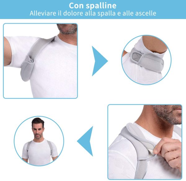 Correttore di Postura ANOOPSYCHE Correttore Posturale Traspirante Regolabile, Fascia Posturale Spalle e Schiena per Donna e Uomo e Adolescenti, Posturale Correzione per Alleviare il Dolore - immagine 4